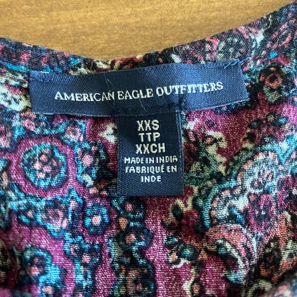 American Eagle Purple Paisley Print Dress Women's XXS - Picture 3 of 13